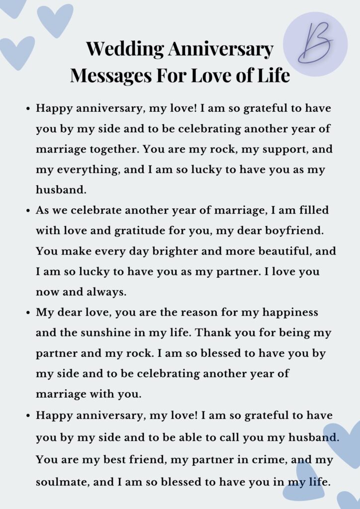 Wedding Anniversary Messages For Love Of Life
