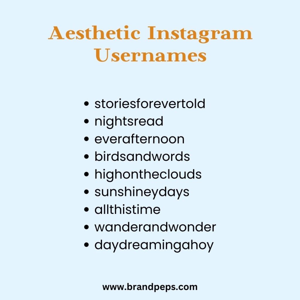 aesthetic instagram usernames