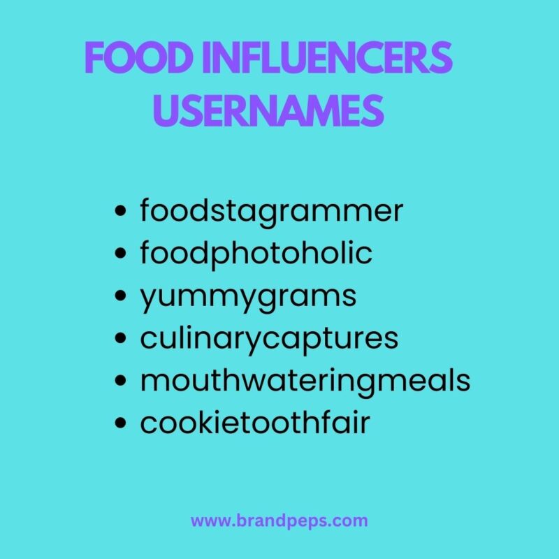 travel and food usernames for instagram