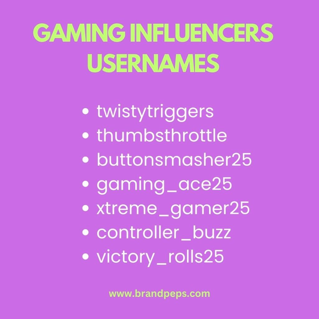 gaming influencers usernames