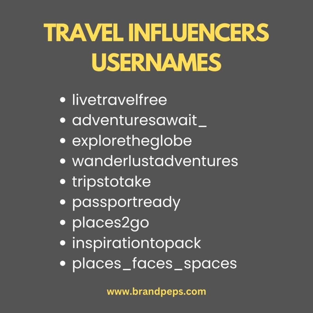 travel influencer usernames